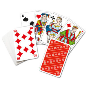 Jasskarten mit französischen Motiven und extra grossen Eckzeichen