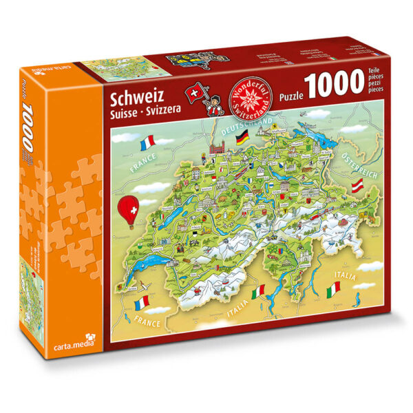 Illustrierte Schweizerkarte Puzzle mit 1000 Teilen