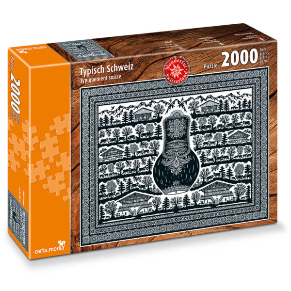 Puzzle mit 2000 Teilen Typisch Schweiz Scherenschnittmotiv