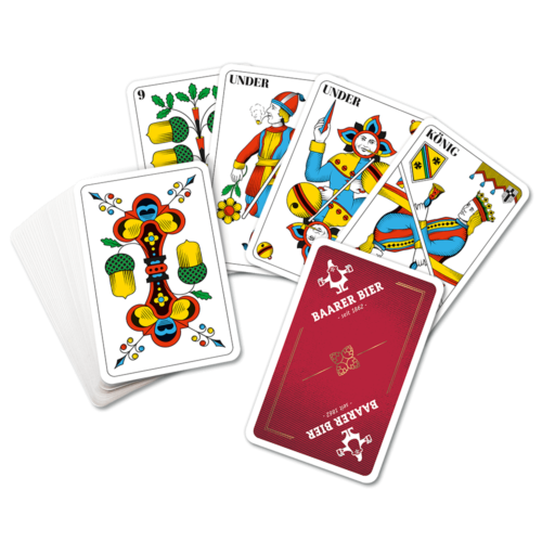 Jasskarten mit deutschen Motiven und Werberückseite