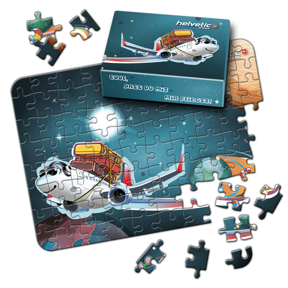 Werbepuzzle mit 24 oder 54 Teilen in bedruckter Faltschachtel