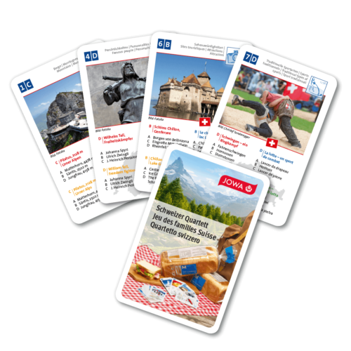 Quartettspiel mit Schweizer Motiven und individueller Werberückseiten