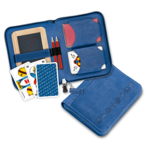 Jassgarniture leder blau mit deutschen Karten