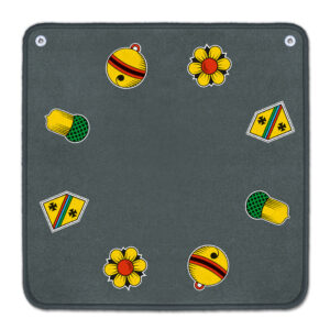 Jassteppich in grau mit deutschen Jasssymbolen