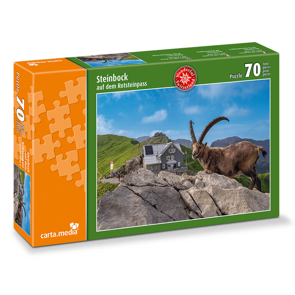 70 Teile Puzzle Steinbock auf dem Rotsteinpass