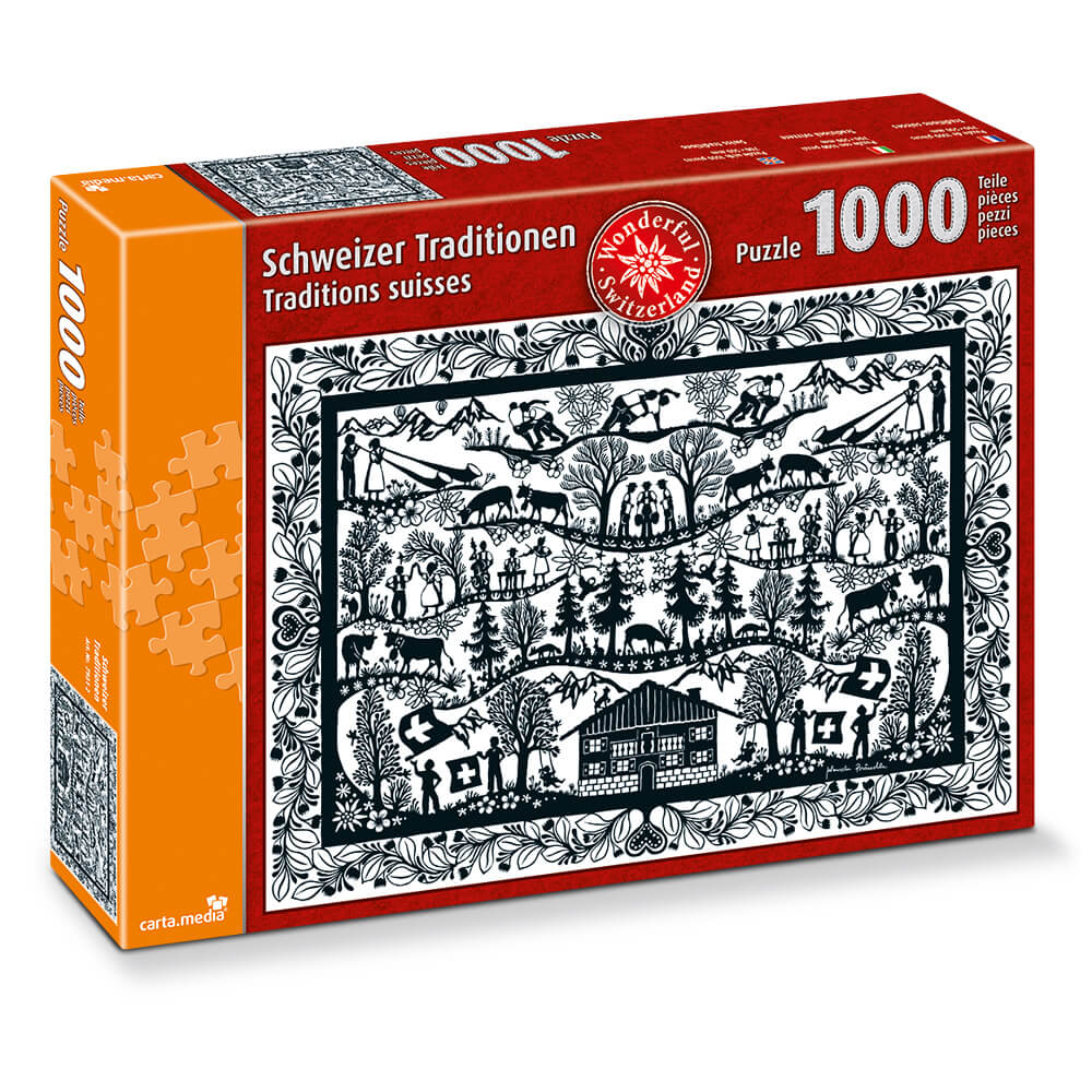 1000 Teile Puzzle Scherenschnitt Schweizer Traditionen